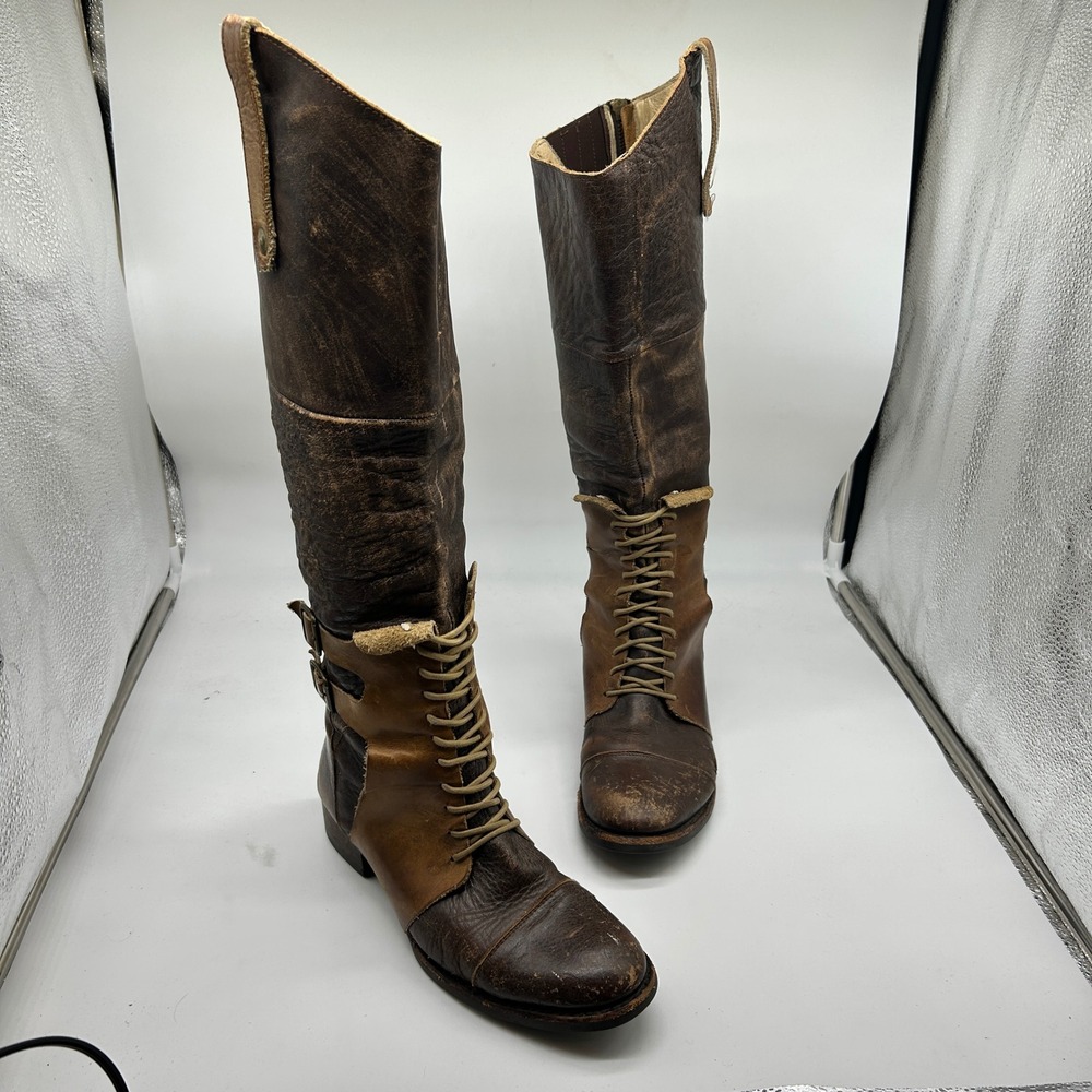 Freebird by Steven Sadle Brown Leather Tall Riding Boots Steampunk Womens Size 8